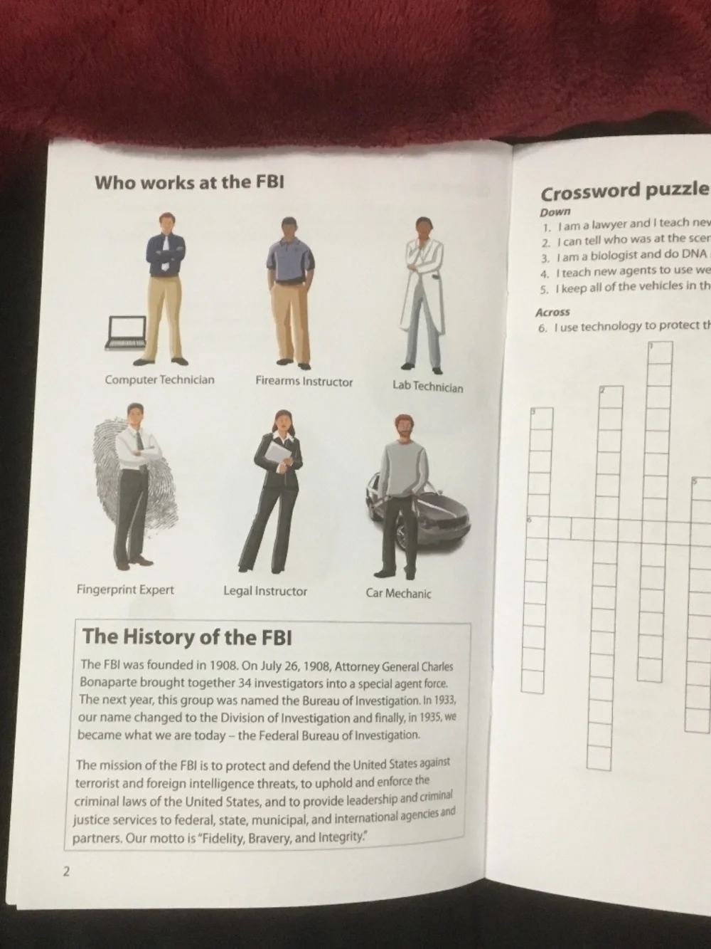 Kids Booklet- All About the FBI ( An Activity Book) 16 pages Nice!